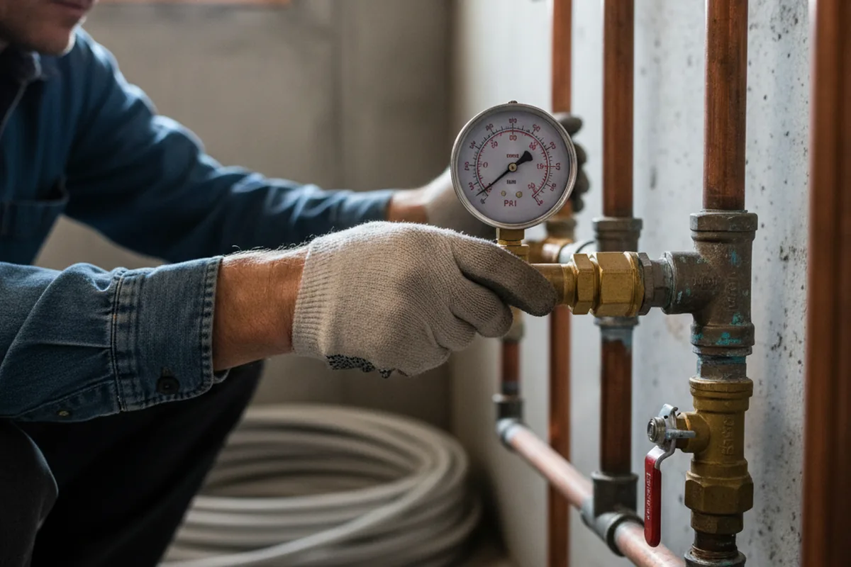 Pressure testing a repaired line during Water Line Repair in Pitsburg